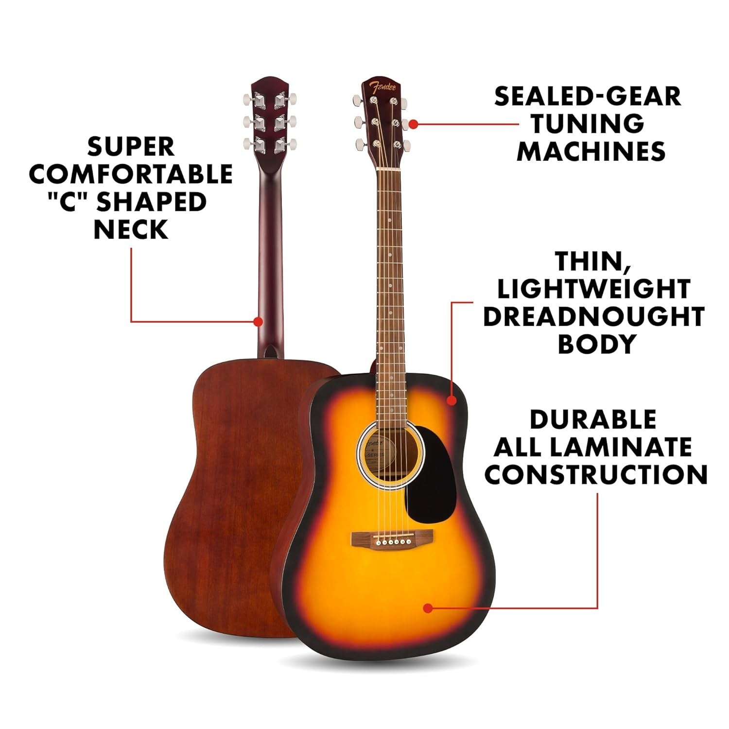 GUIT. FENDER FA-25 DREADNOUGHT SUNBRUST ACUSTICA
