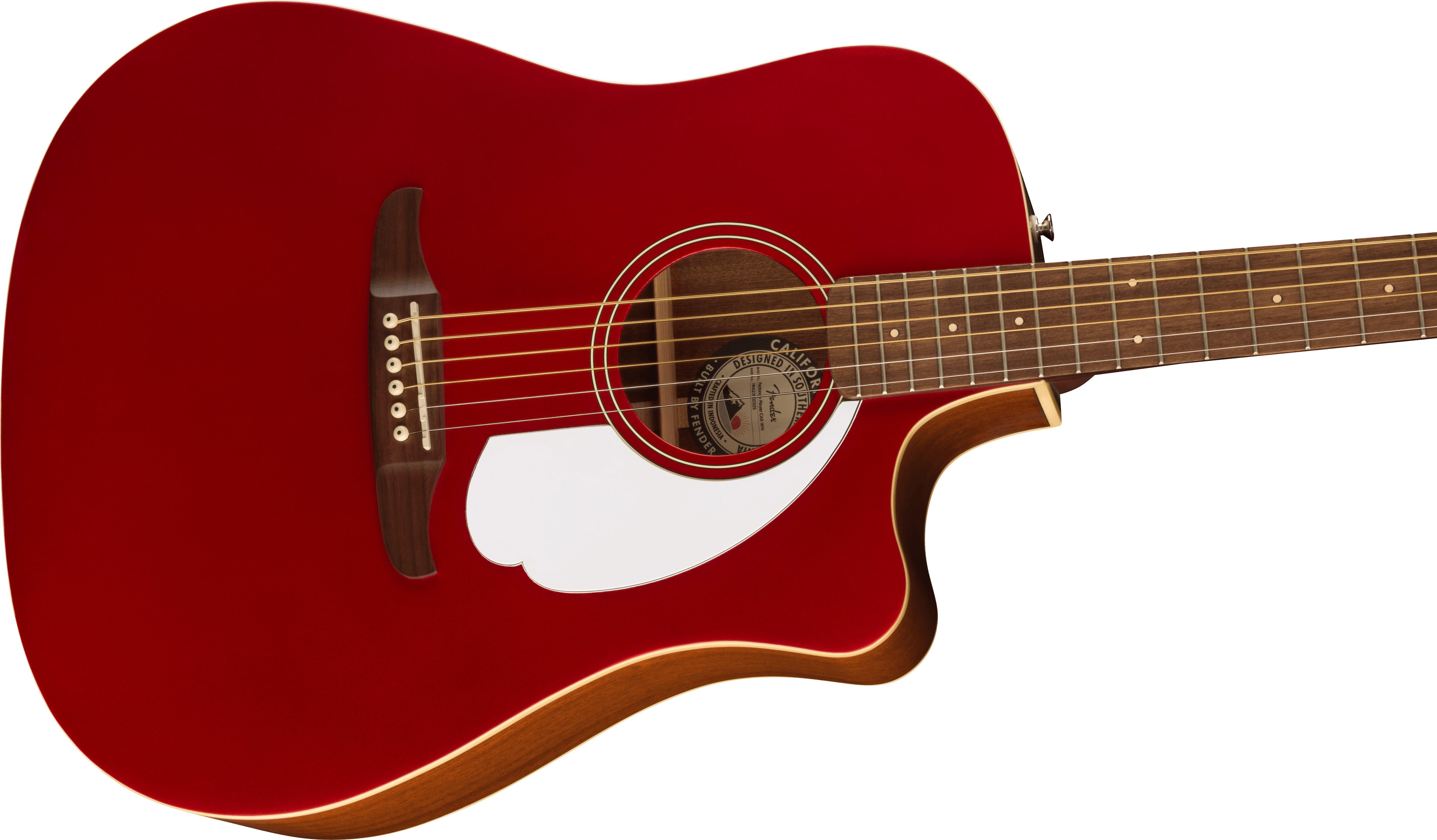 Fender Redondo Player Candy Apple Red White Pickguard, Guitarra Electroacústica